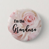 おばあちゃんヴィンテージピンクローゼブーケエレガントー 缶バッジ (正面)
