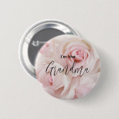 おばあちゃんヴィンテージピンクローゼブーケエレガントー 缶バッジ (正面&裏面)