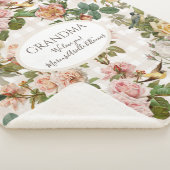 おばあちゃんヴィンテージフローラピンクイエローローズnバーズ シェルパブランケット (3/4)