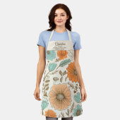 おばあちゃんヴィンテージレトロフローラグランドキッズ名 エプロン (着用した状態)