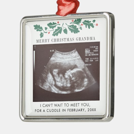 おばあちゃん休日の妊娠の発表 メタルオーナメント (左)