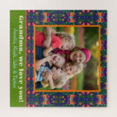 おばあちゃん写真かわいらしフォークバタフライフラワーカスタムズ ジグソーパズル (横)