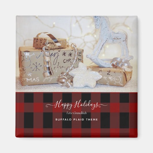 おばあちゃん写真ギフトグランドパグランドキッズコラージュ マグネット (正面)