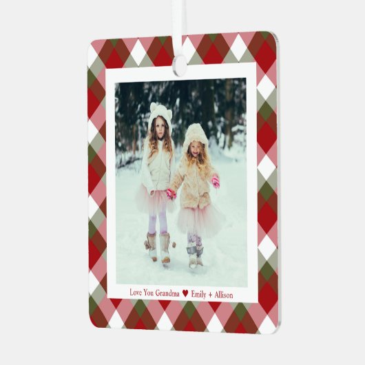 おばあちゃん写真クリスマスプレド メタルオーナメント (正面左)