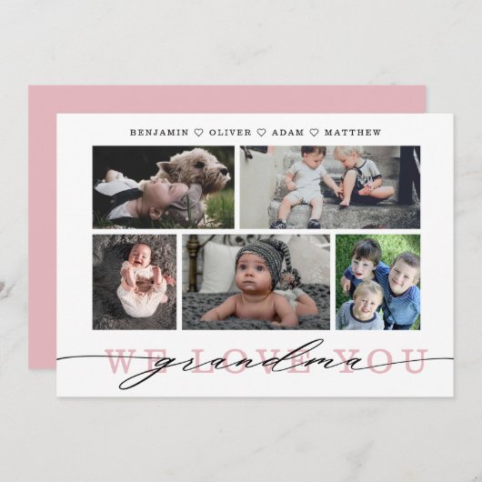 おばあちゃん写真コラージュ母の日のカード (正面/裏面)