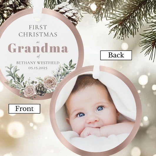 おばあちゃん初のクリスマスフォトギフト オーナメント
