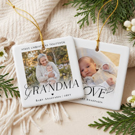 おばあちゃん初のクリスマス+孫の思い出の品 セラミックオーナメント