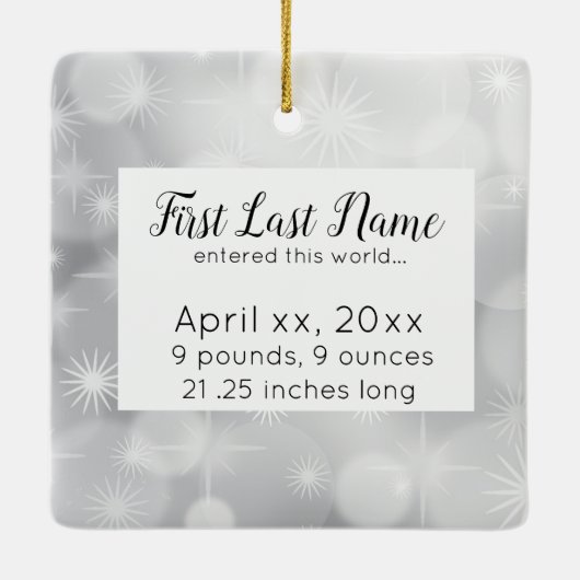 おばあちゃん初めてのクリスマスフォトオーナメント-男の赤ちゃん セラミックオーナメント (裏面)
