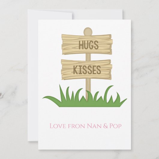 おばあちゃん初誕生日かわいいピンクのフクロウの写真 カード (裏面)