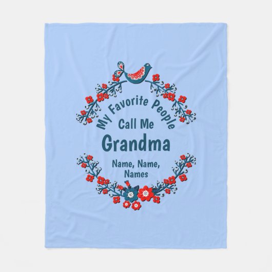 おばあちゃん名の変更お子様の追加 – 人お気に入りの物 フリースブランケット (正面)