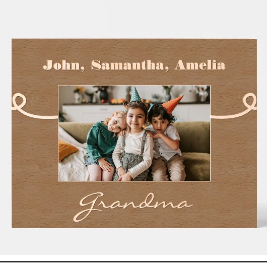 おばあちゃん名パーソナライズされた木製写真枠 レーザー彫刻フレーム