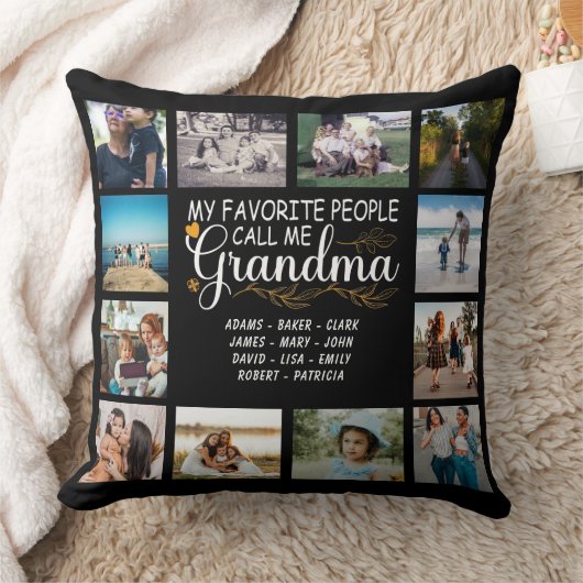 おばあちゃん名前と孫の12の写真 クッション (ブランケット)
