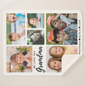 おばあちゃん大好きおばあちゃん名前6 Photo シェルパブランケット (正面(横))