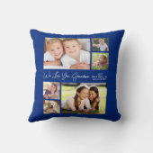 おばあちゃん大好きな写真青パーソナライズされた クッション (裏面)