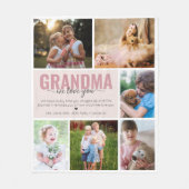 おばあちゃん大好きコラージピンク フリースブランケット (正面)