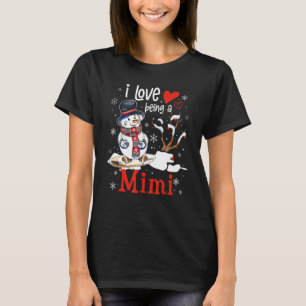 おばあちゃん大好きミミ雪だるまファミリークリスティム Tシャツ