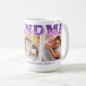 おばあちゃん大好き3枚の写真パープルピンク コーヒーマグカップ (正面右)