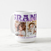 おばあちゃん大好き3枚の写真パープルピンク コーヒーマグカップ (正面左)