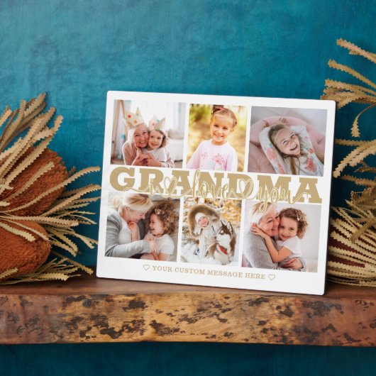 おばあちゃん大好き6フォトコラージュ金ゴールド8x10 フォトプラーク (側面)