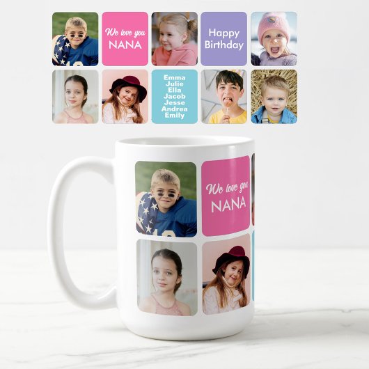 おばあちゃん大好き 7人の孫の写真入りカスタムコーヒー コーヒーマグカップ