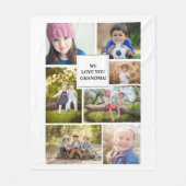 おばあちゃん大好き 7枚の写真 子供 家族 フリースブランケット (正面)