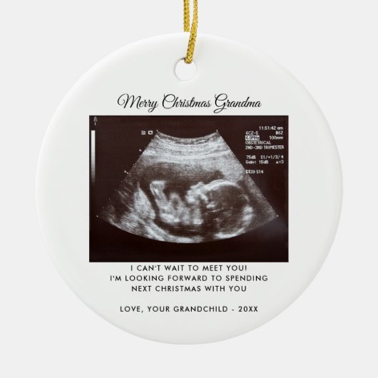 おばあちゃん妊娠発表クリスマス記念品 セラミックオーナメント (正面)