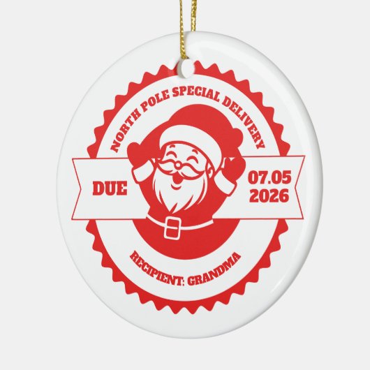 おばあちゃん妊娠発表クリスマス セラミックオーナメント (左)