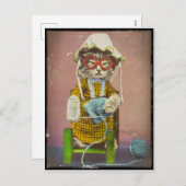 おばあちゃん子猫編み物 シーズンポストカード (正面/裏面)