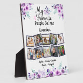 おばあちゃん孫の名前&写真、紫の花 フォトプラーク (側面)