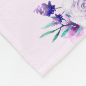 おばあちゃん孫の名前&写真、紫の花 フリースブランケット (角)