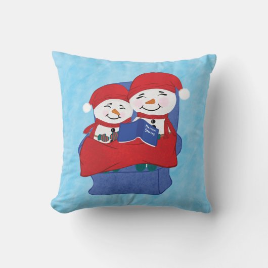 おばあちゃん孫の隠れ雪だるまクリスマス クッション (正面)