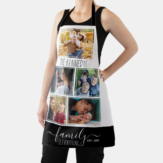 おばあちゃん孫5フォトコラージュ家族の名前 エプロン (インサイチュ)