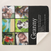 おばあちゃん定義写真コラージュ シェルパブランケット (正面(横))