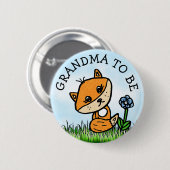 おばあちゃん小さなキツネベビーシャワー 缶バッジ (正面&裏面)