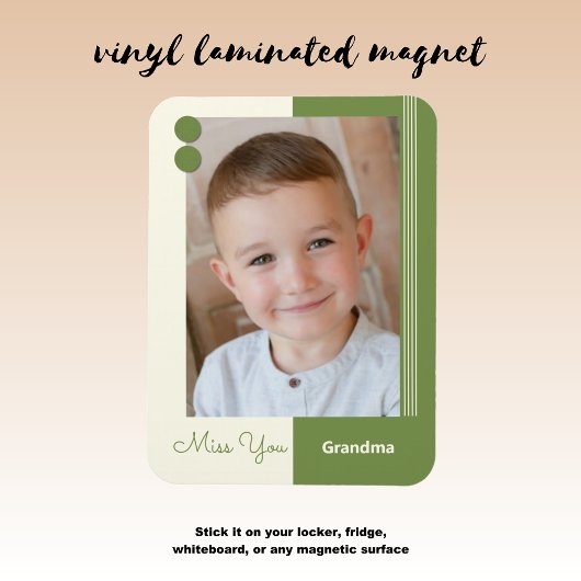 おばあちゃん恋しく思の写真のクリームと緑 マグネット