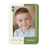 おばあちゃん恋しく思の写真のクリームと緑 マグネット (縦)