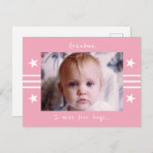 おばあちゃん恋しく思は星の写真と白ピンク ポストカード (正面/裏面)