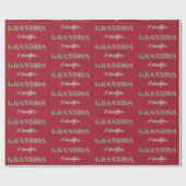 おばあちゃん愛あなた赤い金ゴールドスパークルズタイポグラフィ ラッピングペーパー (フラット)