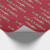 おばあちゃん愛あなた赤い金ゴールドスパークルズタイポグラフィ ラッピングペーパー (角)