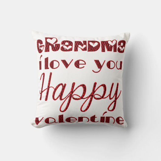 おばあちゃん愛かわいいキューピッドタイポグラフィバレンタイン クッション (正面)