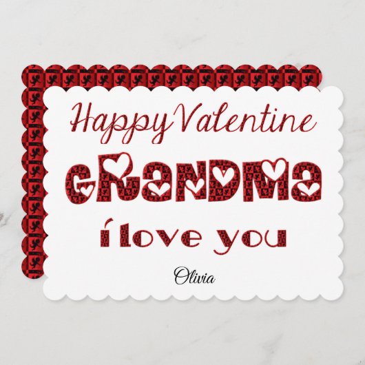 おばあちゃん愛してるカワイトキューピッドタイポグラフィバレンタイン シーズンカード (正面/裏面)