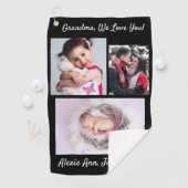 おばあちゃん愛してる！DIYメッセージと写真、黒 ゴルフタオル (インサイチュ)