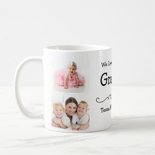 おばあちゃん愛しパーソナライズされたて写真 コーヒーマグカップ (左)
