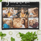 おばあちゃん愛するハートモダンPhoto Collage キッチンタオル (折り畳み)