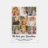 おばあちゃん愛するハートモダンPhoto Collage フリースブランケット (正面)