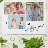 おばあちゃん愛するフォトコラージュタイポグラフィ キッチンタオル (折り畳み)