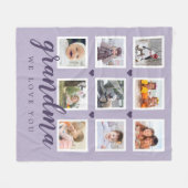 おばあちゃん愛するフォトコラージュ紫 フリースブランケット (正面(横))