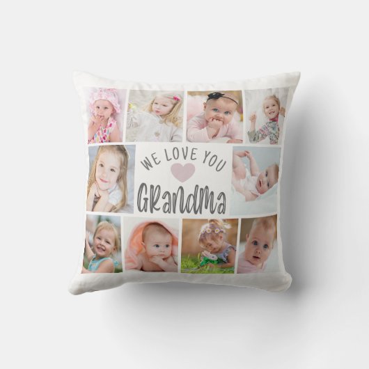 おばあちゃん愛する10フォトコラージュカスタム クッション (裏面)