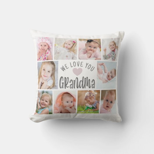 おばあちゃん愛する10フォトコラージュカスタム クッション (正面)