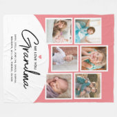 おばあちゃん愛する6フォトスクリプトピンク フリースブランケット (正面(横))